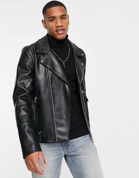 商品Urbancode | Urbancode faux leather biker jacket in black,商家ASOS,价格¥421图片