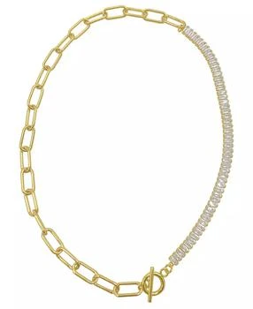 ADORNIA | 19" Paper Clip Toggle 14K Gold Plated Baguette Necklace,商家Macy's,价格¥178