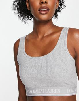 Ralph Lauren | Polo Ralph Lauren logo banded hem bralette tank in grey商品图片,