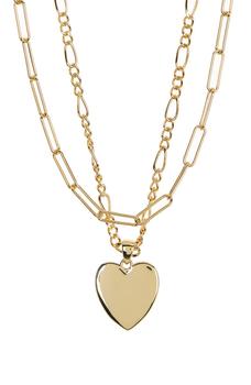 推荐14K Yellow Gold Plated Paperclip Link Heart Pendant Necklace商品