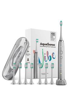 商品VIBE Series Charcoal Gray UltraSonic Whitening Toothbrush with 8 DuPont Brush Heads & Travel Case图片