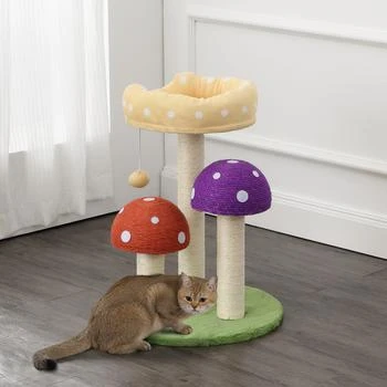 THE LICKER STORE | Pixie 22.5" 3-Tier Cottage Sisal Mushroom Cat Tree with Scratching Posts, Napping Perch, and Dangling Bell Toy, Multi,商家Premium Outlets,价格¥772