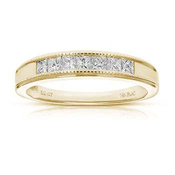 Vir Jewels | 1/2 cttw Princess Cut Diamond Wedding Band with Milgrain 14K Yellow Gold 7 Stone,商家Premium Outlets,价格¥2950