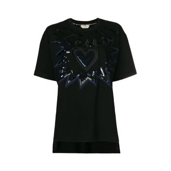 肯迪文北京, Fendi | Fendi 芬迪 女士黑色棉质T恤亮片刺绣和中央徽标图案设计 FS7011-A279-F0GME商品图片 满$100享9.5折, 满折