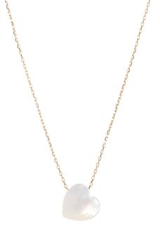 商品14K Yellow Gold Plated Sterling Silver Mother of Pearl Heart Pendant Necklace图片