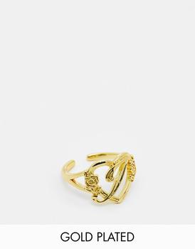 商品Image Gang | Image Gang stainless steel 18k gold plated adjustable J initial heart ring,商家ASOS,价格¥224图片