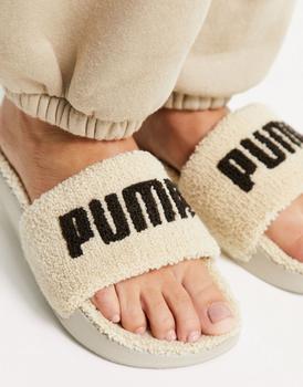Puma | Puma sherpa slide with logo in oatmeal商品图片,7.5折×额外9.5折, 额外九五折
