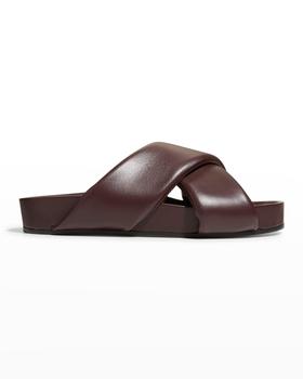 Jil Sander | Men's Leather Crisscross Slide Sandals商品图片,