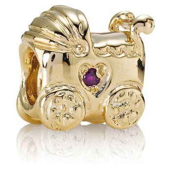 PANDORA是什么牌子, PANDORA | 14K Gold Baby Carriage Bead with Pink Sapphire - 750409PSA商品图片 8.7折