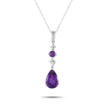 LB Exclusive | 14K White Gold 0.05ct Diamond and Amethyst Pendant Necklace PD4-16247WAM,商家Premium Outlets,价格¥2431