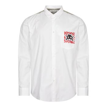 Comme des Garcons | Comme des Garcons SHIRT Long Sleeve Invader Shirt - White / Grey商品图片,满$175享8.9折, 满折
