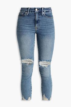 Good American | Good Waist cropped distressed high-rise skinny jeans商品图片,5折