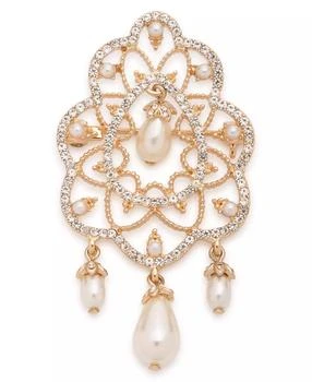MARCHESA | Imitation Pearl Glass Gold-Tone Elegant Cross Pin,商家Macy's,价格¥501
