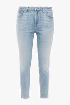 J Brand | 835 cropped holographic mid-rise skinny jeans商品图片,3折