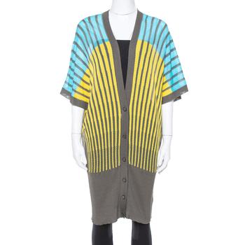 推荐M Missoni Tri Color Striped Perforated Knit Button Front Cardigan M商品