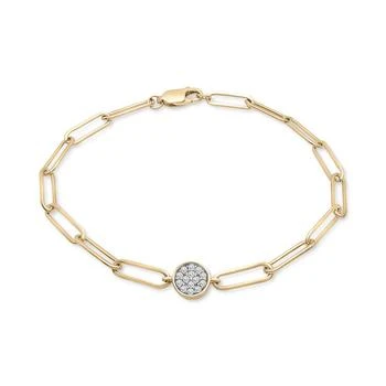 Macy's | Diamond Circle Cluster Paperclip Link Bracelet (1/6 ct. t.w.) in 14k Gold-Plated Sterling Silver, Created for Macy's,商家Macy's,价格¥1487