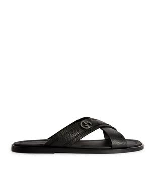 Giorgio Armani | Leather Slip-On Sandals商品图片,额外9折, 额外九折