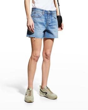 推荐Dre Faded Cutoff Low-Rise Jean Shorts商品