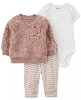 Carter's | Baby Boys Faux-Sherpa Little Pullover Jacket, Bodysuit & Pants, 3 Piece Set,商家Macy's,价格¥114