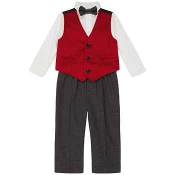 Nautica | Baby Boys Velvet Vest, Shirt, Bow-Tie and Pants Set 6折×额外7折, 额外七折