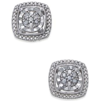 Macy's | Diamond Cluster Miracle Plate Stud Earrings (1/10 ct. t.w.) in Sterling Silver,商家Macy's,价格¥259