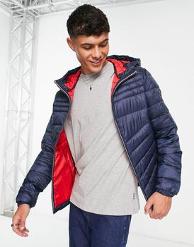 essentials棉服, Jack & Jones | Jack & Jones Essentials padded jacket with hood in navy商品图片 