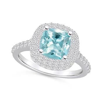 Macy's | Aquamarine and Diamond Accent Halo Ring in 14K White Gold,商家Macy's,价格¥43866
