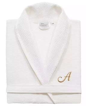 Linum Home Textiles | Personalized Unisex Gold Embroidered Turkish Cotton Waffle Weave Bathrobe,商家Macy's,价格¥419