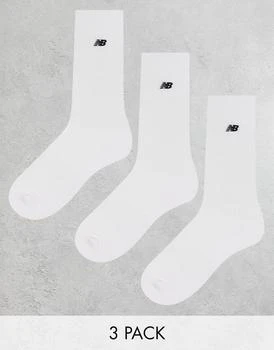 推荐New Balance embroidered logo crew socks 3 pack in white商品
