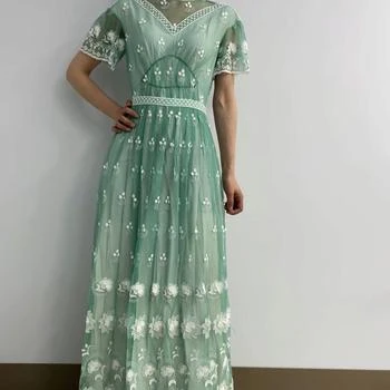 Burberry | Ladies Round-neck Embroidered-tulle Dress 4折, 满$200减$10, 满减