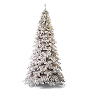 Seasonal | Flocked Winter Fir 10' Pre-Lit Flocked Hard Needle Tree with Metal Stand 1471 Tips, 450 Warm LED, Remote, EZ-Connect, Storage Bag,商家Macy's,价格¥21131