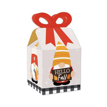 商品Fall Gnomes - Square Favor Gift Boxes - Autumn Harvest Party Bow Boxes - Set of 12图片