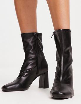 Bershka | Bershka low heel sock boot in black pu商品图片,