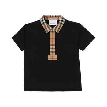 Burberry | 黑色复古格纹领口polo衫,商家Orange Fashion,价格¥1581