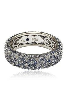 Suzy Levian | Sterling Silver Pavé Blue Sapphire & Created White Sapphire Ring 3.4折, 独家减免邮费