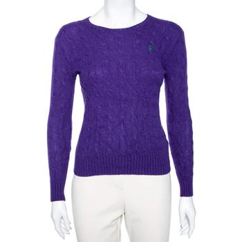 Polo Ralph Lauren Purple Cable Knit Wool Long Sleeve Sweater M product img