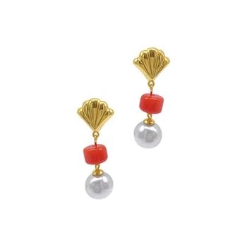 ADORNIA | Adornia Pearl and Shell Drop Drop Earrings gold,商家Premium Outlets,价格¥65