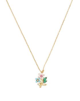Kate Spade | New Bloom Cubic Zirconia & Imitation Pearl Flower Cluster Mini Pendant Necklace, 17"-20"商品图片,7折