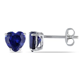 商品1 4/5 CT TGW Heart Shaped Created Blue Sapphire Stud Earrings in 10K White Gold,商家Premium Outlets,价格¥522图片