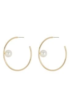 Cara | Imitation Pearl Hoop Earrings,商家Nordstrom Rack,价格¥72