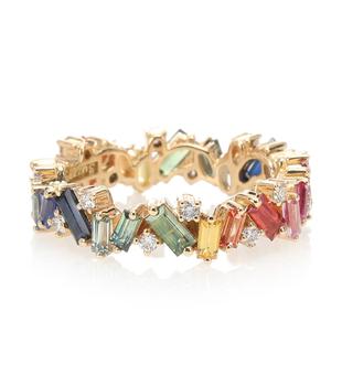 商品Suzanne Kalan | Rainbow Frenzy 18kt gold, diamond and sapphire ring,商家MyTheresa,价格¥30977图片