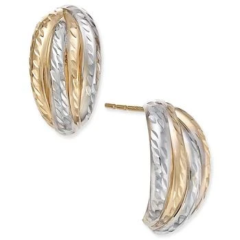 Macy's | Two-Tone Textured Stud Earrings in 10k Yellow and White Gold,商家Macy's,价格¥2058