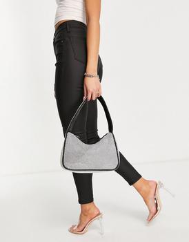 asos腋下包, ASOS | ASOS DESIGN 90s shoulder bag with diamante in silver商品图片 6.6折