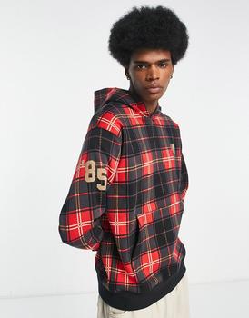 Jordan | Jordan essentials hoodie in fire red check with back embroidery商品图片,$625以内享8折