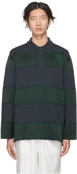 AMI | SSENSE Exclusive Navy & Green Ami De Cœur Polo商品图片,3.8折