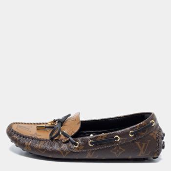 lv鞋, [二手商品] Louis Vuitton | Louis Vuitton Brown Monogram Canvas Gloria Flat Loafers Size 37商品图片 满1件减$100, 满减