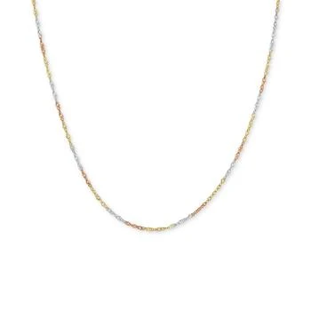 Macy's | 18" Tri-Color Singapore Chain Necklace (2-5/8mm) in 14k Gold, White Gold & Rose Gold,商家Macy's,价格¥1952