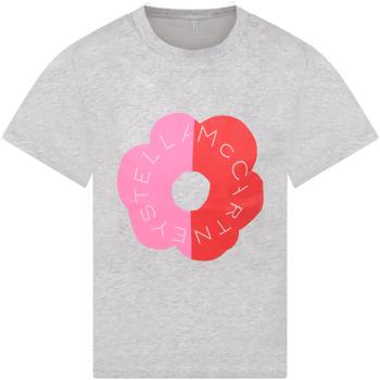 推荐Stella McCartney Kids Gray T-shirt For Girl With Flower And Logo商品