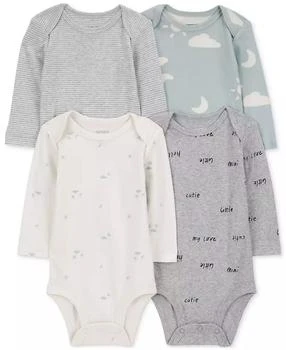 Carter's | Baby Long-Sleeve Cloud Bodysuits, Pack of 4,商家Macy's,价格¥129