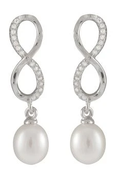 Splendid Pearls | Dangling 7.5-8mm Pearl Infinity Earrings 独家减免邮费